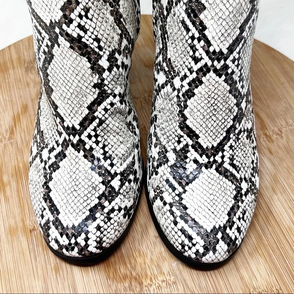 Kenneth Cole Justin Snake Skin Knee High Boots white and black size 6 - Picture 4 of 10